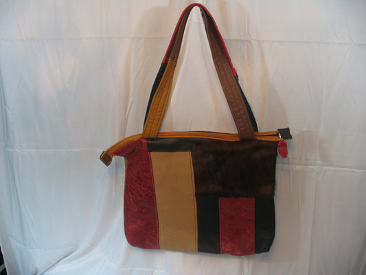 Colorful Leather and Hair on Hide Tote
